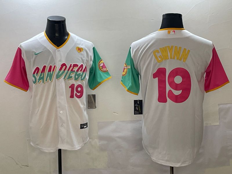 Men San Diego Padres #19 Gwynn White City Edition 2025 Nike MLB Jersey style 4